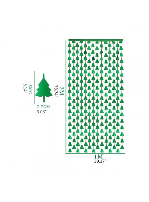 Cortina Metalizada Árvore de Natal Verde 2 Metros x 1 Metro