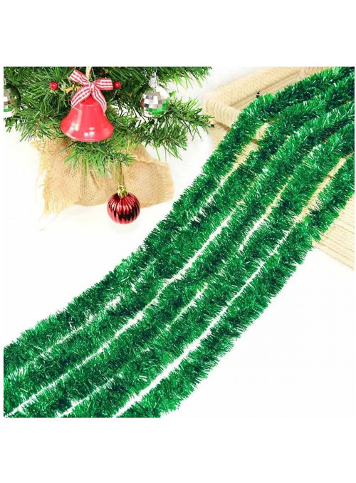 Festão de Natal Verde Metalizado Grosso 7cm x 2 Metros Decoração de Natal