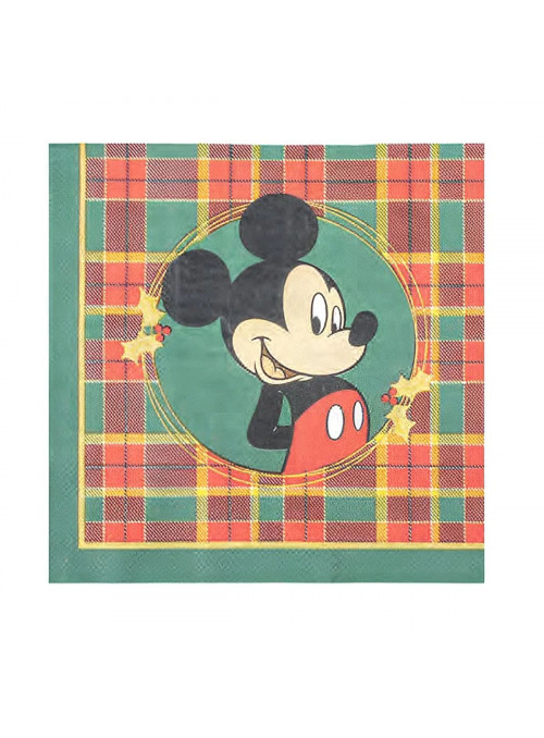 Guardanapo de Papel Folha Dupla Mickey Xadrez Natal 32,5x32,5cm 20 Unidades