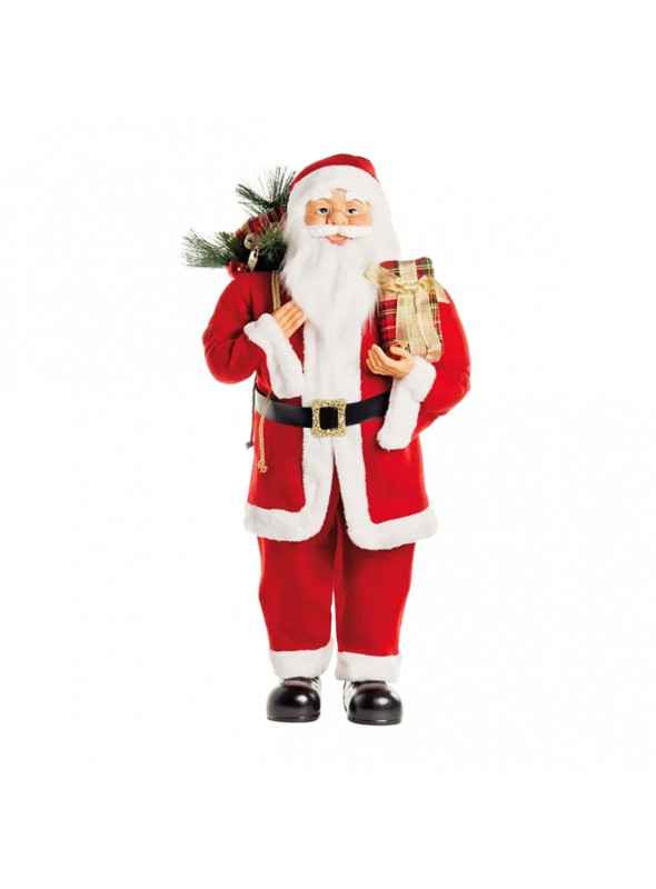 Papai Noel Segurando Presentes Vermelho 90cm Grande Luxo Premium