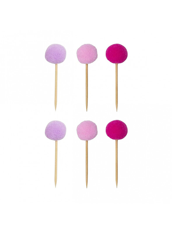 Toppers para Doces Pompom Algodão Doce 6 Unidades Decoração