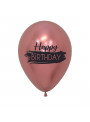 Balão de Látex Happy Birthday Rose Gold Cromado 12 Polegadas 28cm Sempertex 10 Unidades