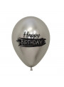 Balão de Látex Happy Birthday Prata Cromado 12 Polegadas 28cm Sempertex 10 Unidades