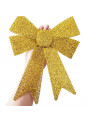 Laço de Natal com Glitter Dourado Eva 22x29cm Decoração Natalina