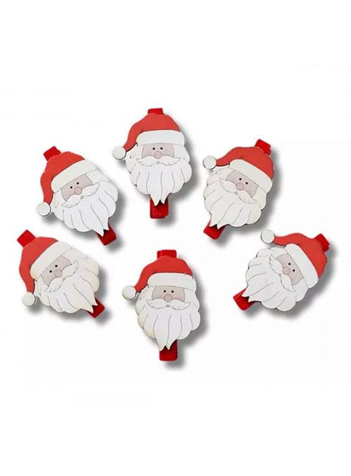 Mini Pregador Natalino Papai Noel 3,5cm 6 Unidades Decoração de Natal