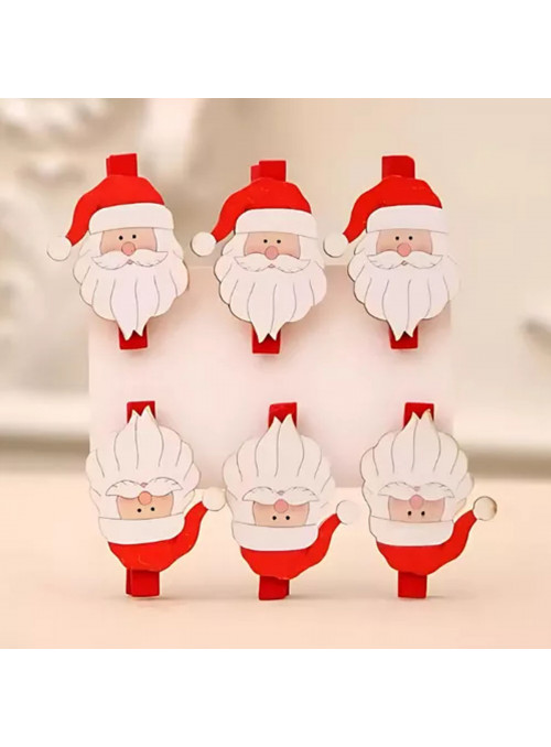 Mini Pregador Natalino Papai Noel 3,5cm 6 Unidades Decoração de Natal