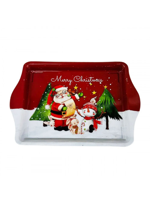 Bandeja de Metal Natalina Papai Noel 21,5x14,5x2 Decoração de Natal