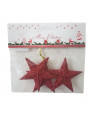 Enfeite para Pendurar Árvore de Natal Estrela Glitter Vermelha 7,5cm 3 Unidades