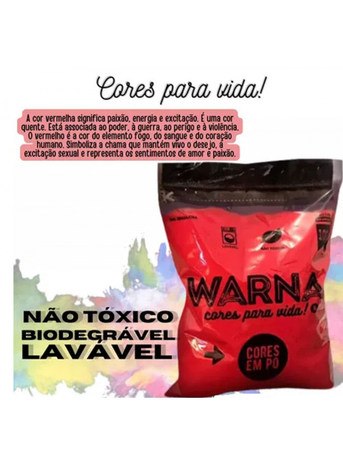 Tinta em Pó Colorido Vermelho 50g Chá Revelação Carnaval Festa das Cores