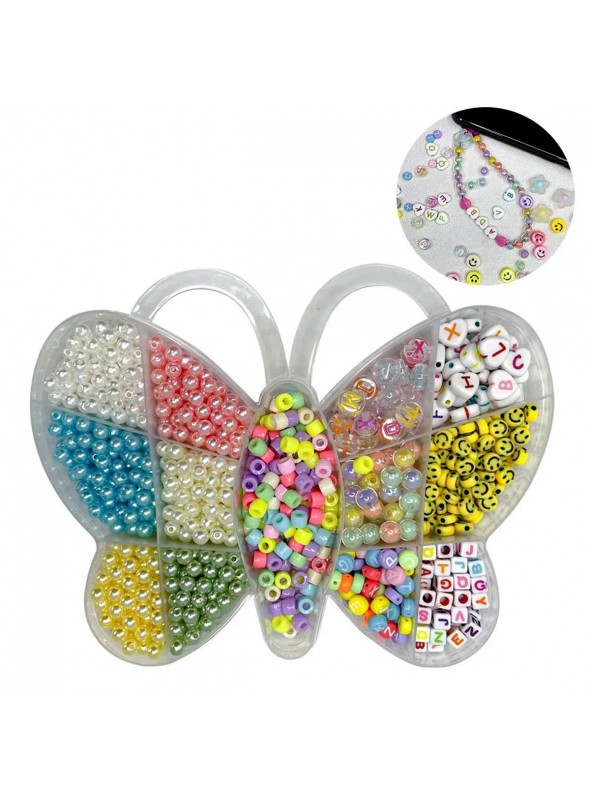 Kit Miçanga Infantil para Pulseira Bijuteria Borboleta 18x15cm Lembrancinha