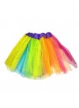 Saia Tutu de Tule Multicolorida com Brilho 40cm Adulto Fantasia Carnaval