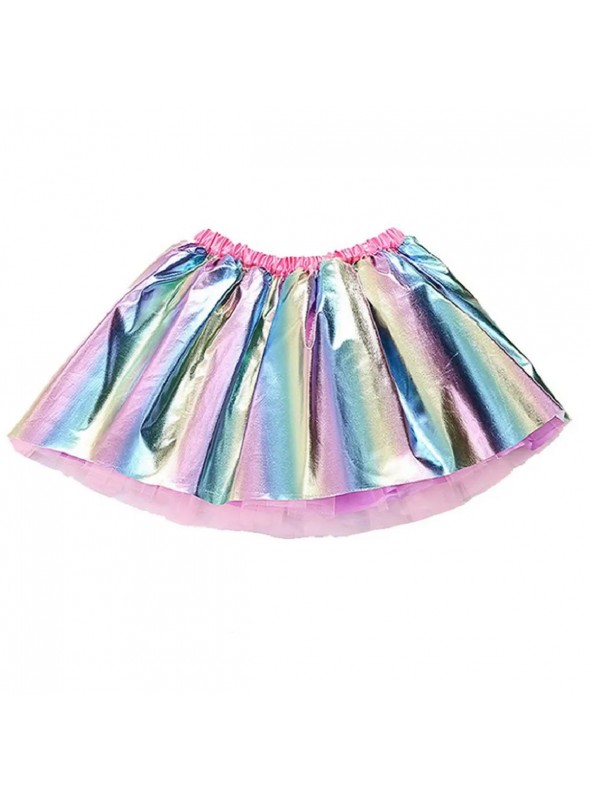 Saia de Tule Multicolorida Candy Colors 40cm Adulto Fantasia Carnaval