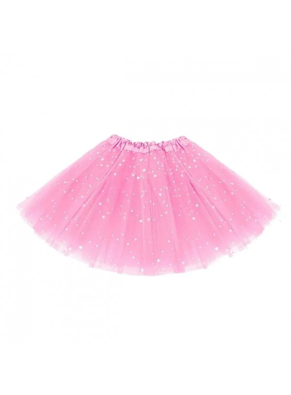 Saia Tutu de Organza Rosa Claro com Brilho 40cm Adulto Fantasia Carnaval