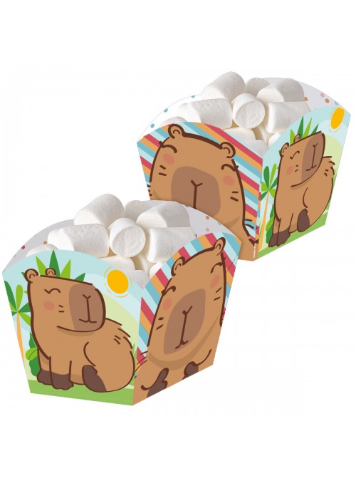 Cachepot Decorativo de Papel para Guloseimas Festa Capivara 8 Unidades