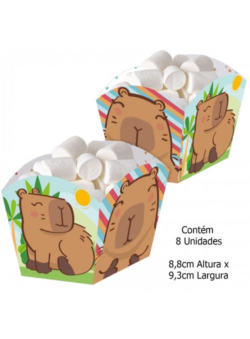 Cachepot Decorativo de Papel para Guloseimas Festa Capivara 8 Unidades