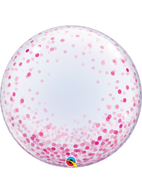 Balão Bubble Transparente Confetes Rosa – 1 unidade