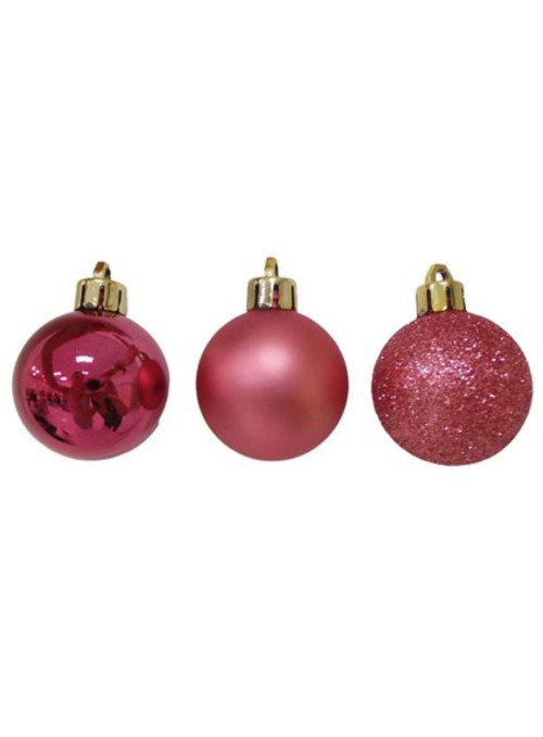 Kit 3 Bolas Natalinas Rosa 80mm Decoração de Natal