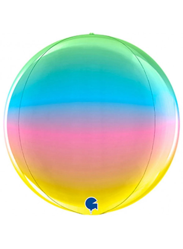 Balão Metalizado Globo Esphera Orbz 4D Arco Iris 15 Polegadas 38cm