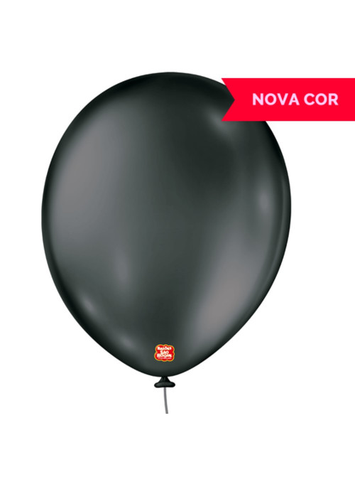 Balões de Látex Preto Metálico 11 Polegadas 28cm São Roque 25 Unidades