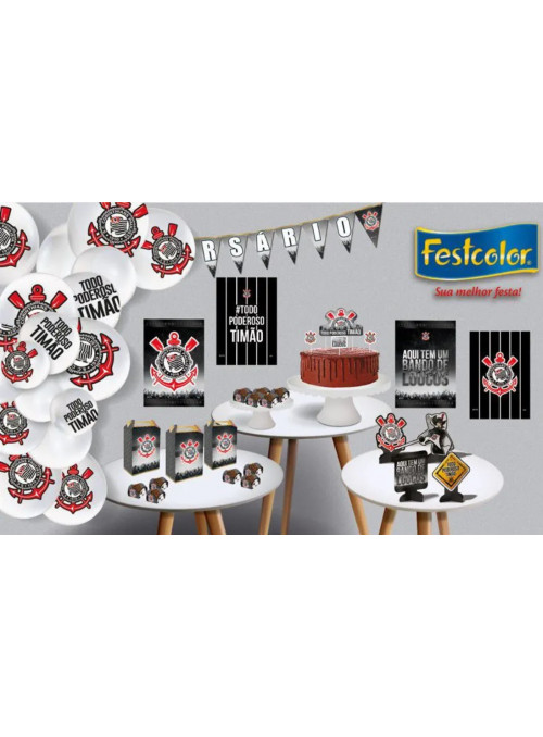 Kit Decorativo Só um Bolinho Festa Corinthians Festcolor