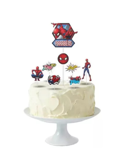 Topo de Bolo Decorativo Festa Homem Aranha Piffer 7 Unidades