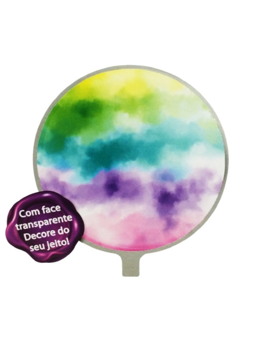 Balão Metalizado Redondo Tie Dye Aqua Personalize 18 Polegadas 45cm Golden Festa