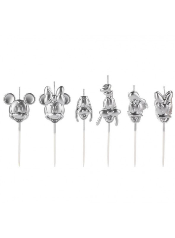 Vela Turma do Mickey Prata 5cm Silver Festas 6 unidades