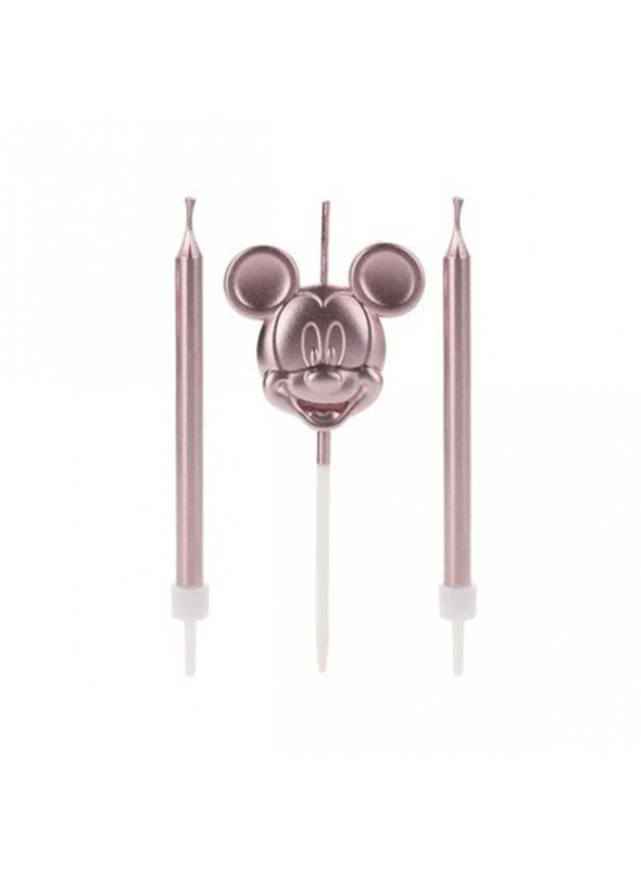 Vela de Aniversário Rosto Mickey Rose Gold – 3 unidades