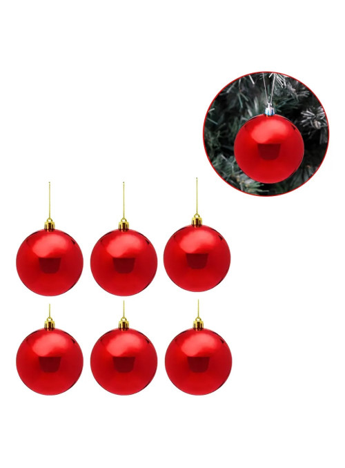 Bola Natalina Árvore de Natal Vermelha 40mm 9 Unidades