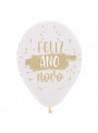 Balão de Látex Cristal Feliz Ano Novo 12 Polegadas 30cm Cromus Balloons 10 Unidades