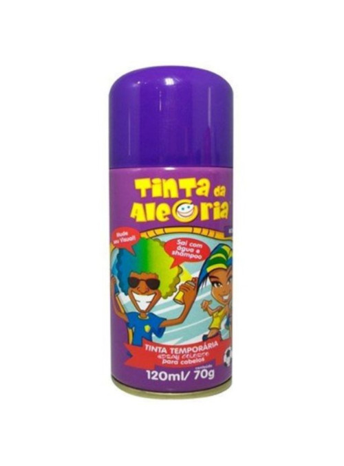 Spray Tinta da Alegria para Cabelo Roxo 120ml 70g Lavável