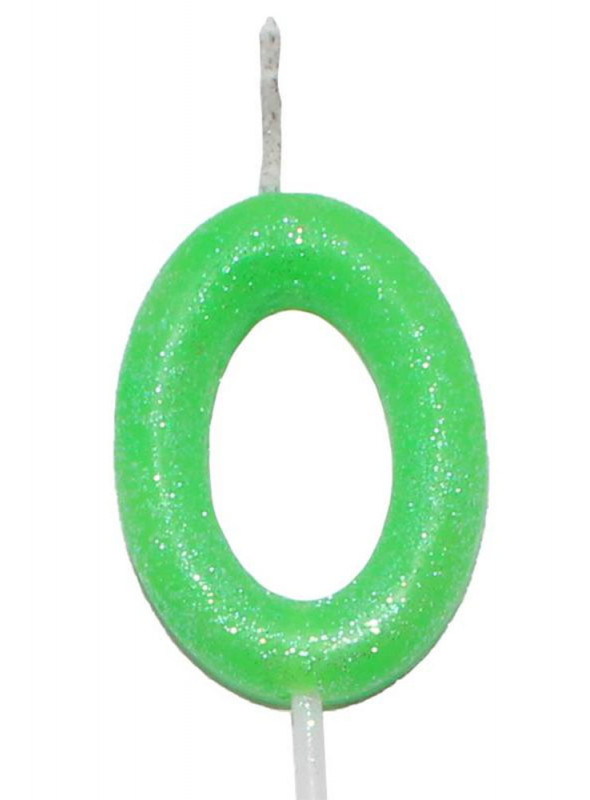 Vela de Aniversário Número 0 Verde Neon 6cm Silver Festas