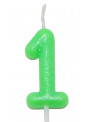 Vela de Aniversário Número 1 Verde Neon 6cm Silver Festas