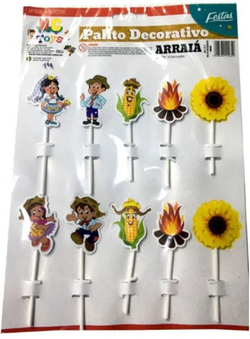 Palito Decorativo Festa Junina Arraiá Nc Toys 10 Unidades