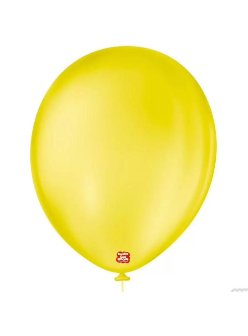 Balão de Látex Amarelo Citrino 11 Polegadas 28cm São Roque 50 Unidades