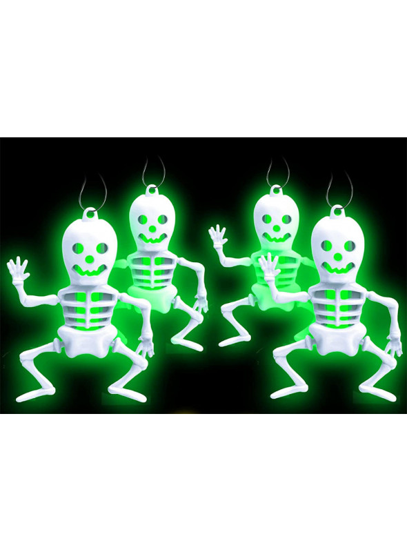 Colar Luminoso para Festa Halloween Esqueleto Cores Sortidas 1 Unidade