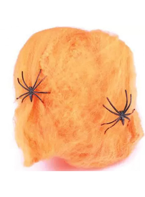 Teia de Aranha Laranja Decoração Festa Halloween 20g Bazar