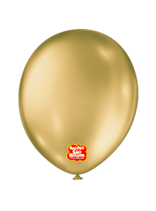 Balão de Látex Ouro Metallic 11 Polegadas 28cm São Roque 25 Unidades