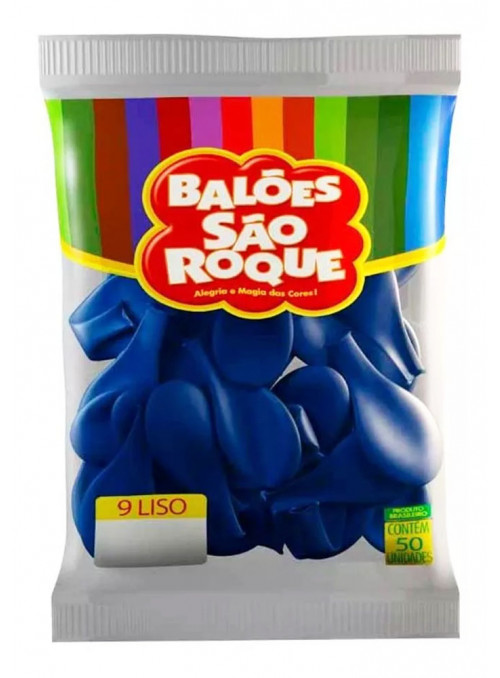 Balão de Látex Azul Cobalto 9 Polegadas 23cm São Roque 50 Unidades