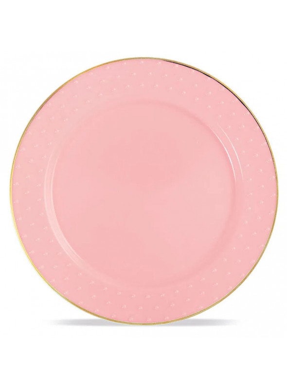 Prato de Plástico Luxo Descartável Rosa Pastel 18cm Cromus 6 Unidades