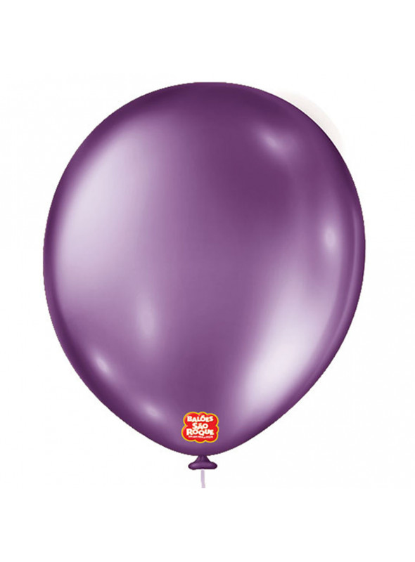 Balão de Látex Roxo Metallic 16 Polegadas 40cm São Roque 10 Unidades