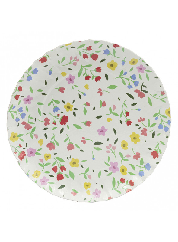 Prato de Papel Descartável Floral Vintage 14cm Mesa Festa 5 Unidades