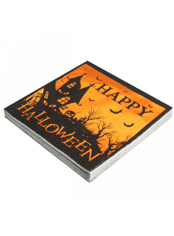 Guardanapo de Papel Happy Halloween Metalizado 33x33 Silver Festas 20 Unidades