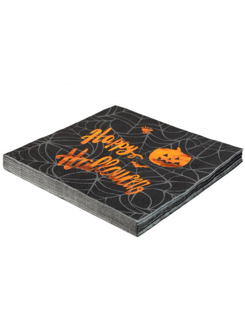 Guardanapo de Papel Happy Halloween Abóbora Metalizado 33x33 Silver Festas 20 Unidades