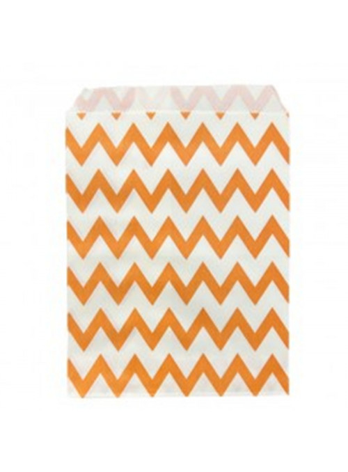 Saquinhos de Papel Laranja Zig Zag Chevron 12 Unidades