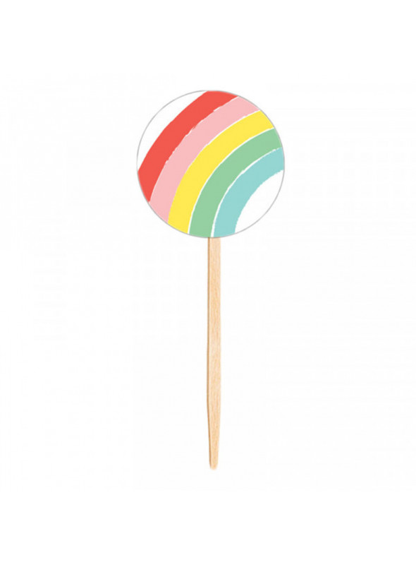 Topo para Cupcake Pick Toppers Arco Íris Colorido 10 Unidades