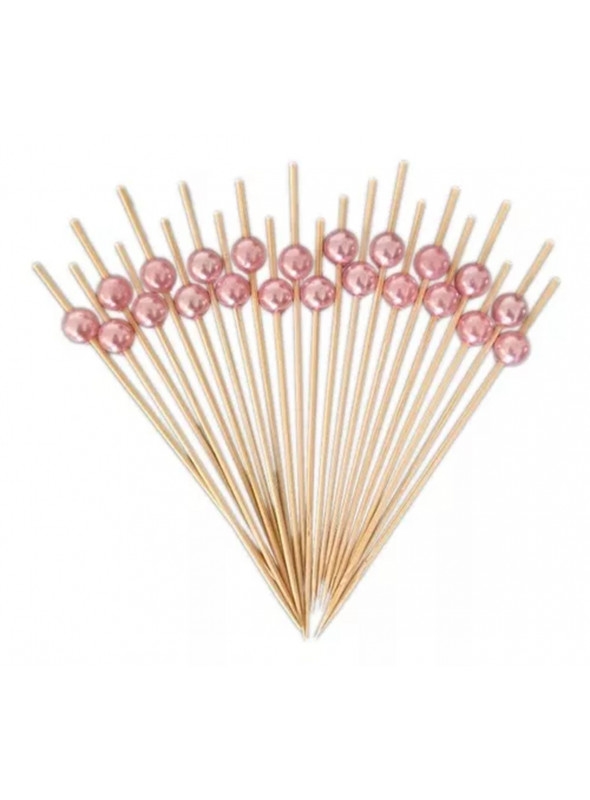 Palitos de Bambu para Petiscos Bolinha Rosa 12cm 20 unidades