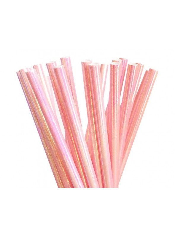 Canudo de Papel Furtacor Rosa Claro 20cm 20 Unidades