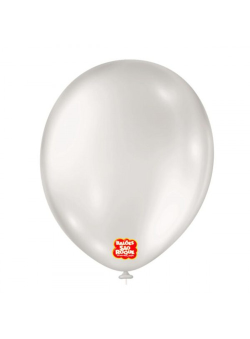 Balão de Látex Branco Perolado 11 Polegadas 28cm São Roque Uniq 25 Unidades