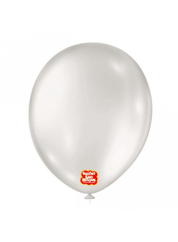 Balão de Látex Branco Perolado 11 Polegadas 28cm São Roque Uniq 25 Unidades